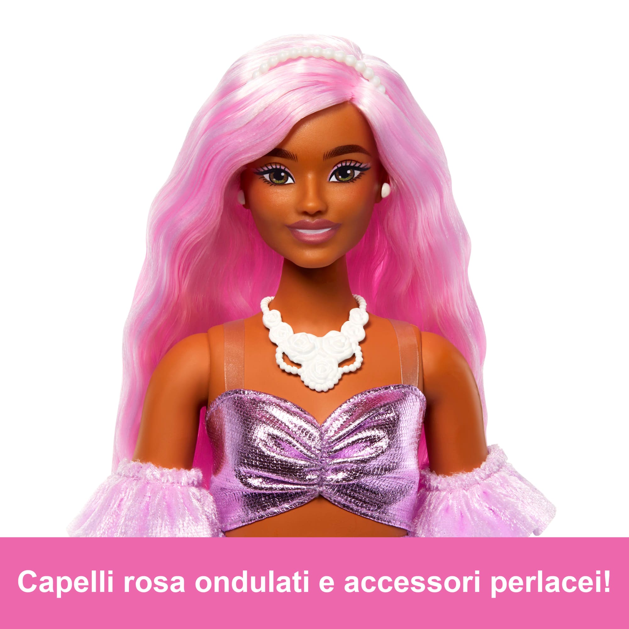 Bambola Barbie Deluxe Style N. 1 Con Abito Barbiecore Rosa Lucido, Guanti in Velluto E Capelli Rosa