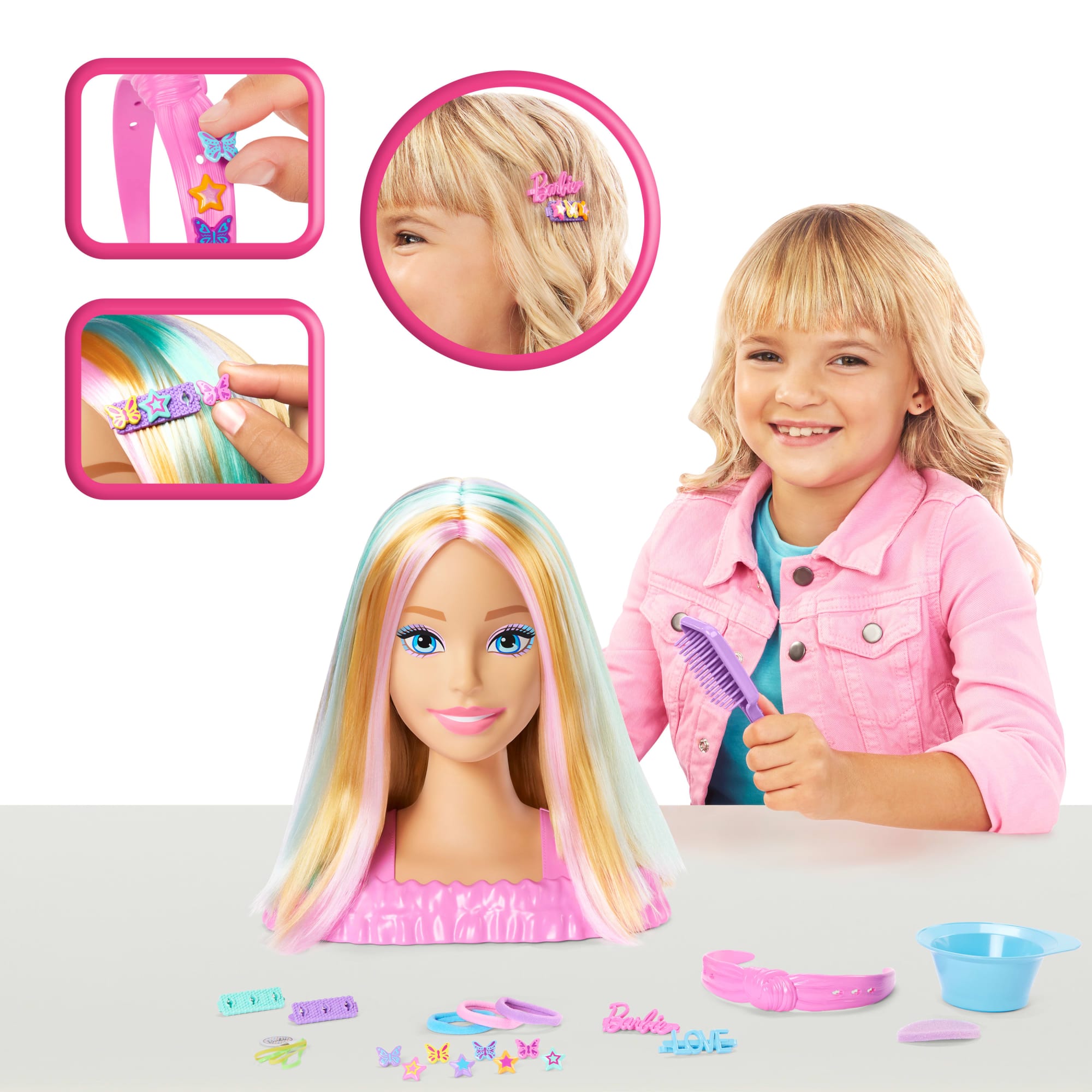 Bambola Barbie Testa Pettinabile, Con Capelli Biondi E 20 Accessori Per Creare Acconciature