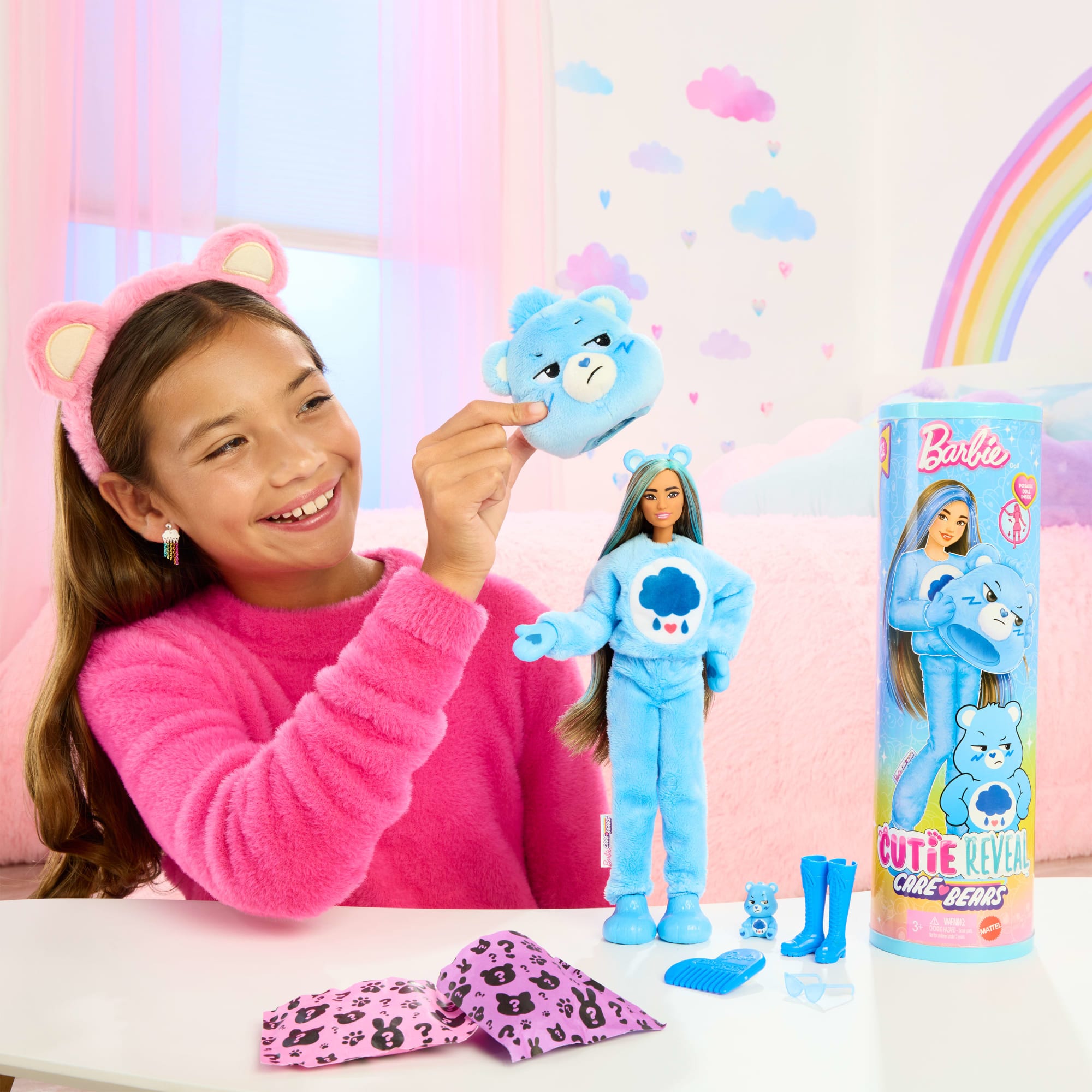Bambola Barbie Cutie Reveal Serie Care Bears Con Accessori in Costume Di Peluche Di Grumpy Bear, 10 Sorprese