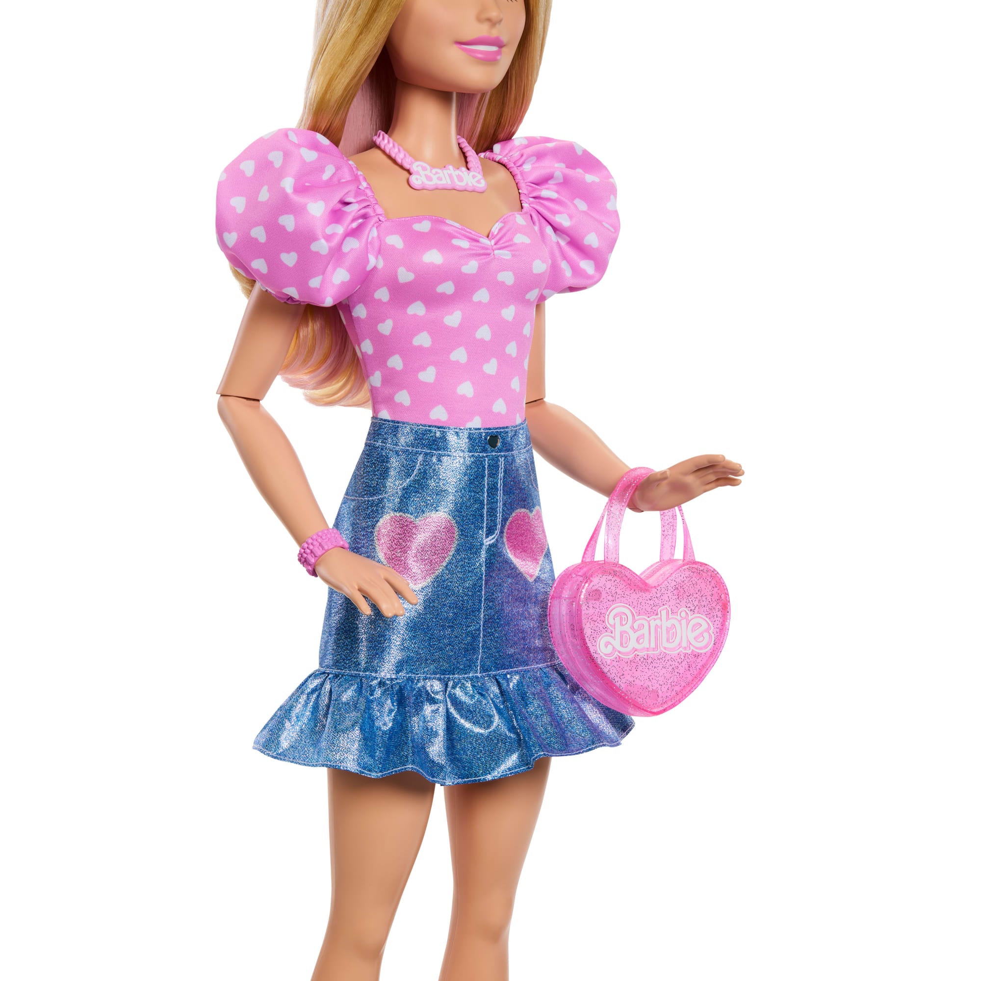 Bambola Barbie Bionda Da 71 Cm Con Accessori E Abiti Rimovibili, Collana E Borsetta