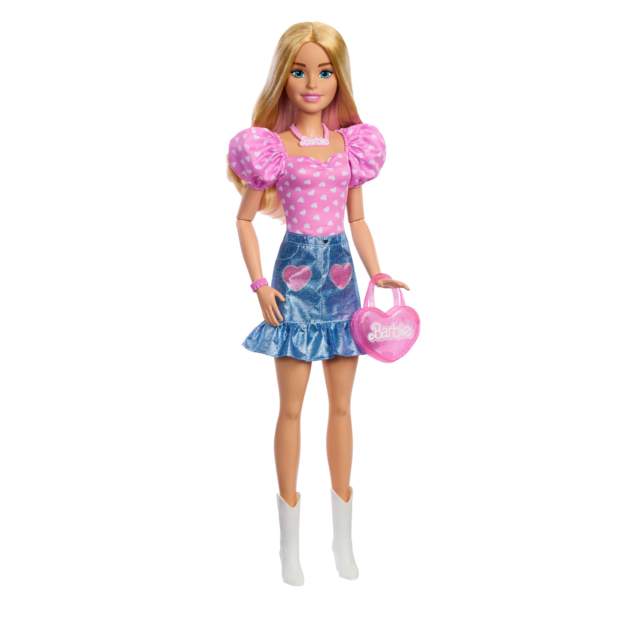 Bambola Barbie Bionda Da 71 Cm Con Accessori E Abiti Rimovibili, Collana E Borsetta